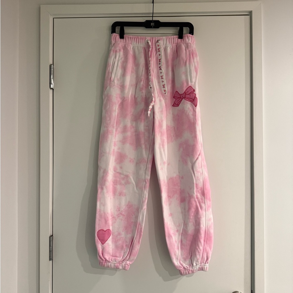 Roller Rabbit LoveShackFancy Disco Bow Pink Tie-Dye Sweatpants